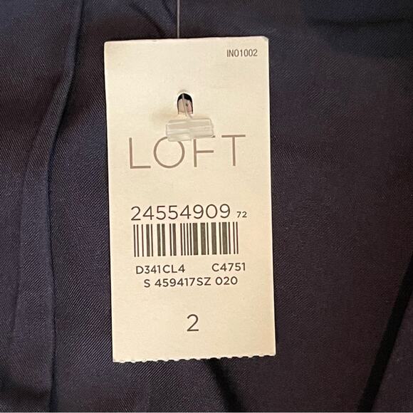 LOFT Dark Blue Chambray Linen Blend Coastal Grandma Jacket Blazer NWT Size 2 - Picture 11 of 13